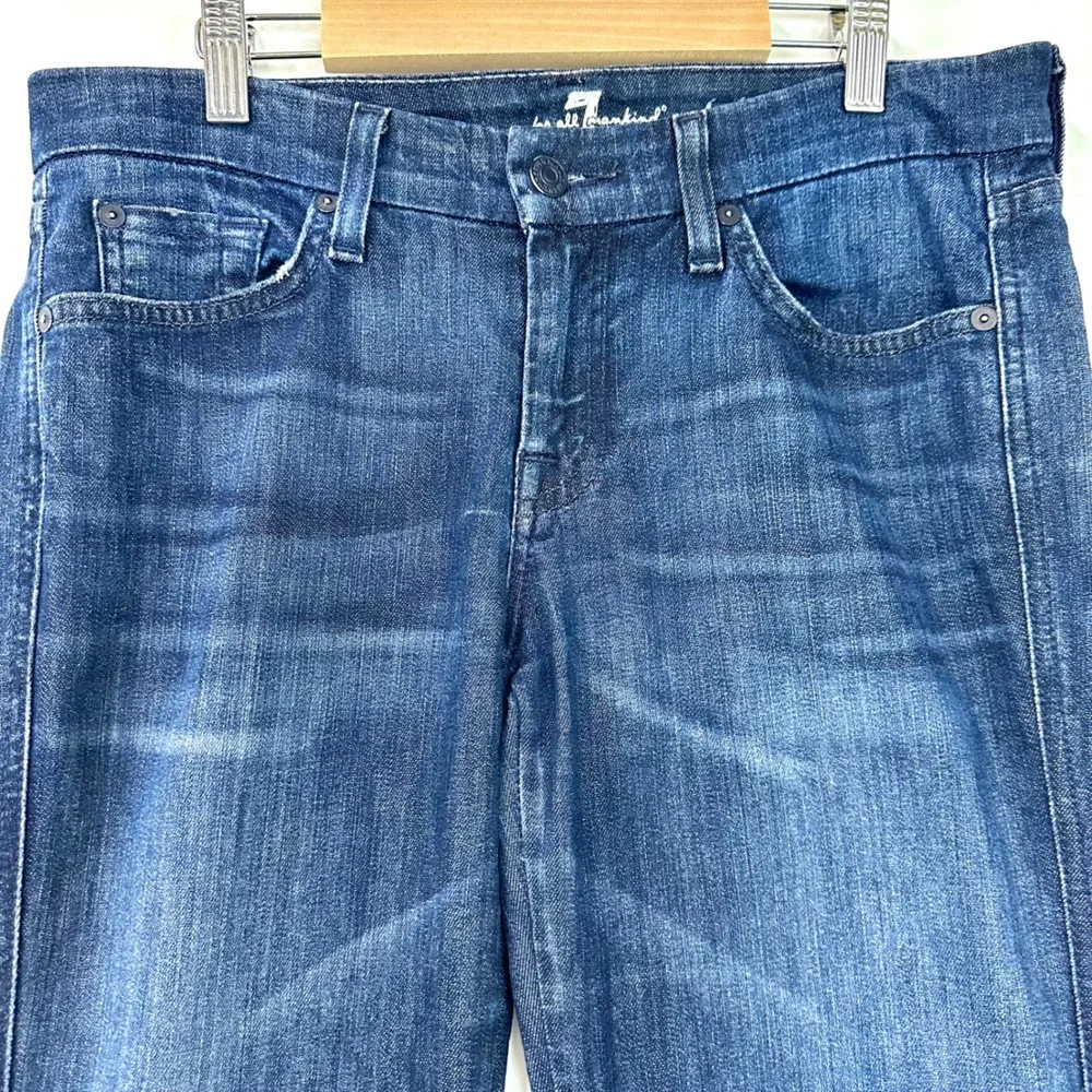 7 FOR ALL MANKIND Denim Low Rise Flare Bootcut A Pocket Jeans Dark Wash Women 29 - Picture 2 of 8